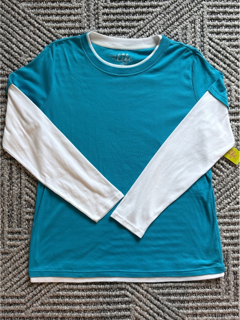 NWT Made for life teal-colored layered-look long-sleeve top size XL
